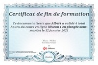 certification de fin de formation Elearning CMAS des formations e-learning CMAS online plongée, e learning CMAS de nos élèves